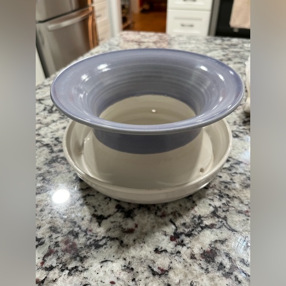 Ceramic Pottery Planter handmade w blue/white glaze & self-draining style - Picture 2 of 10